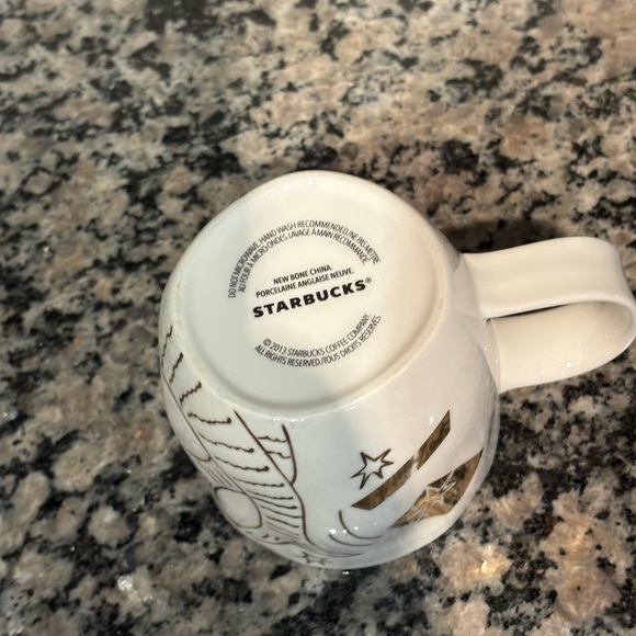 Starbucks 2013 Anniversary Mug Bone China Etched Siren Mermaid White Gold READ - Picture 9 of 15